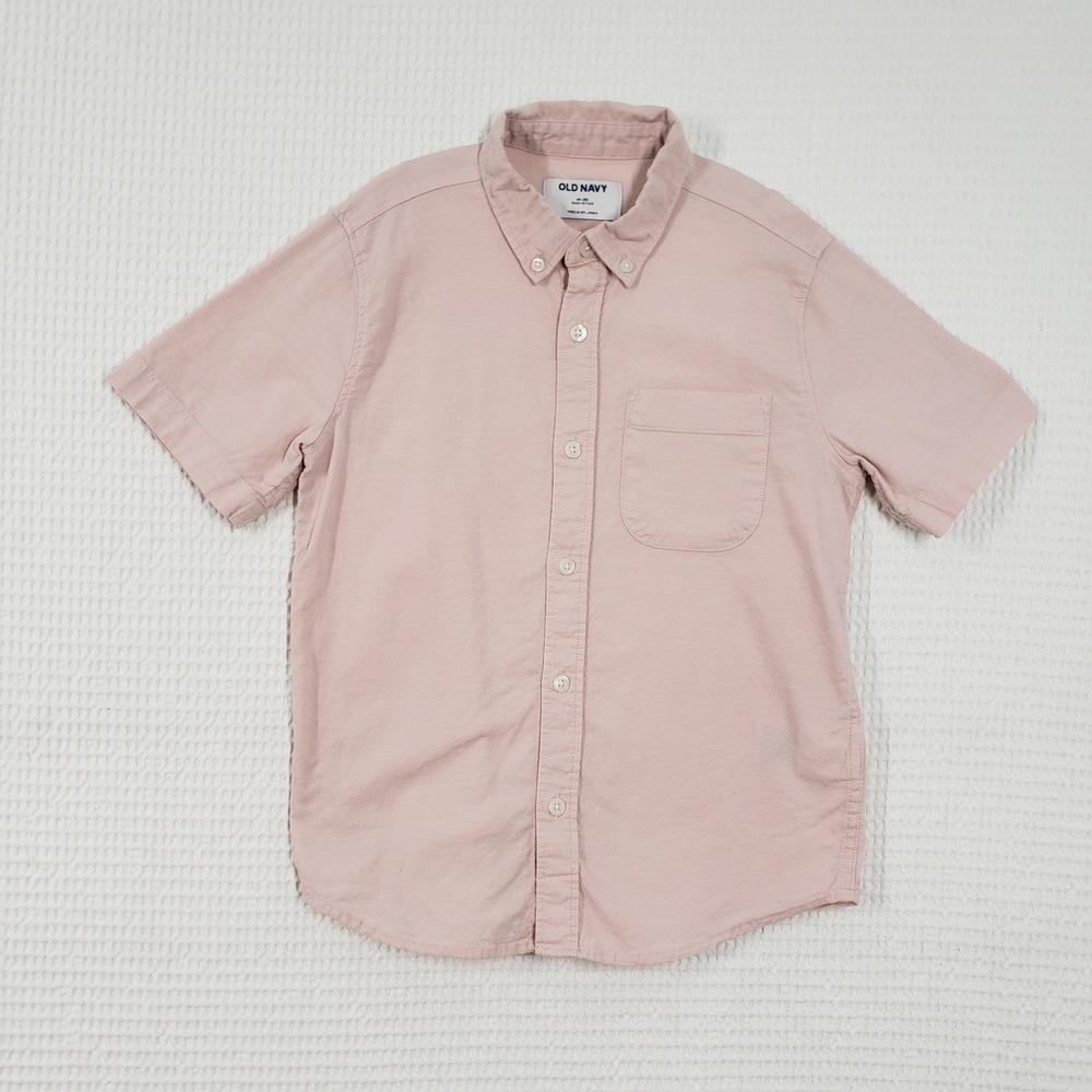 Old Navy Oxford Shirt Boys Medium 8 Pink Short Sleeve Preppy Summer Casual
